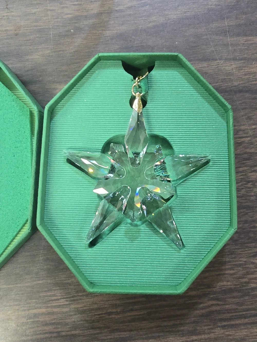 Swarovski Green Octagonal Box with Gold Swan Emblem 2025 Collection